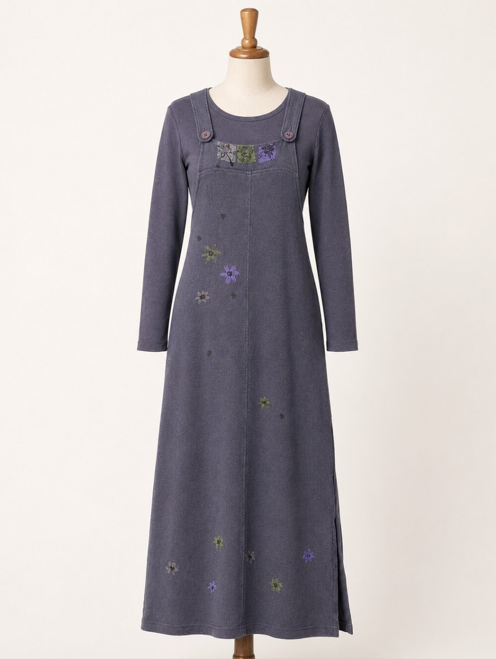 Vintage 90s Chalet 2pc Maxi Dress Handpainted Knit Overall Style Strap Small